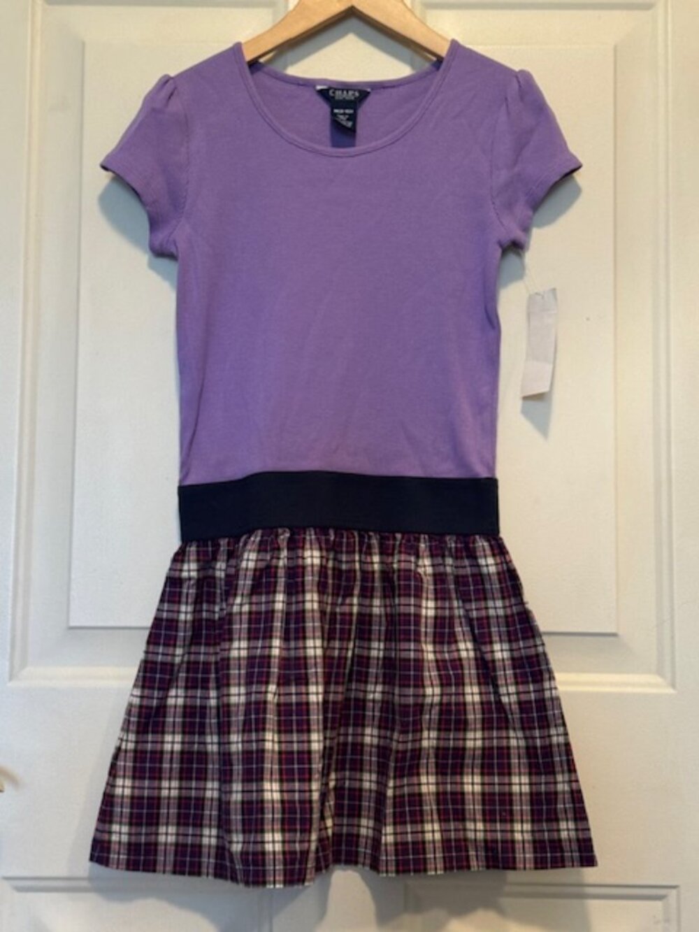 NWT Chaps Purple Plaid Dress Girls M 8-10